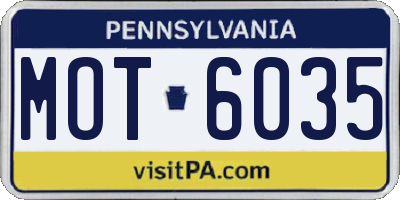 PA license plate MOT6035