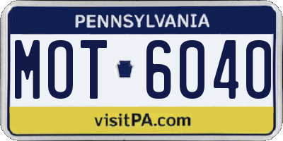 PA license plate MOT6040