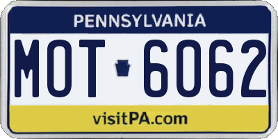 PA license plate MOT6062
