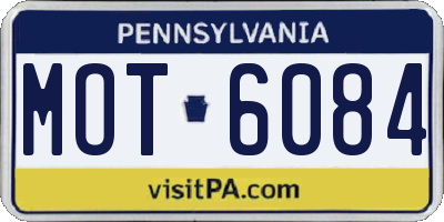 PA license plate MOT6084