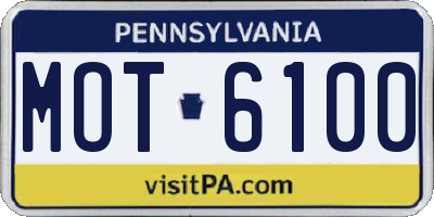 PA license plate MOT6100