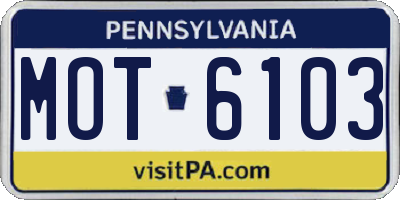 PA license plate MOT6103