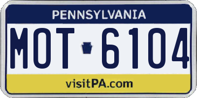 PA license plate MOT6104