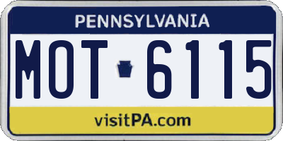 PA license plate MOT6115