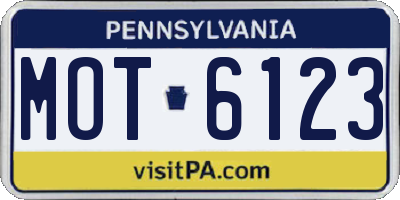 PA license plate MOT6123