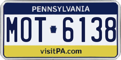 PA license plate MOT6138