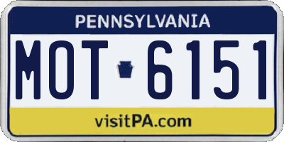 PA license plate MOT6151