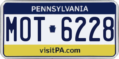 PA license plate MOT6228