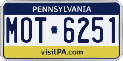PA license plate MOT6251