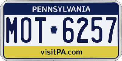 PA license plate MOT6257