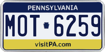 PA license plate MOT6259