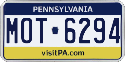 PA license plate MOT6294