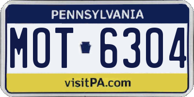 PA license plate MOT6304