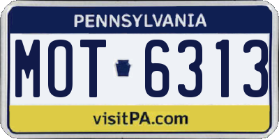 PA license plate MOT6313