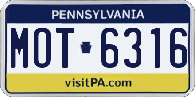 PA license plate MOT6316