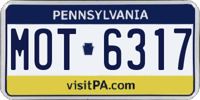 PA license plate MOT6317