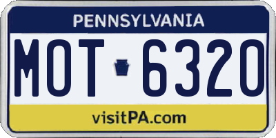 PA license plate MOT6320