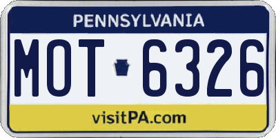 PA license plate MOT6326