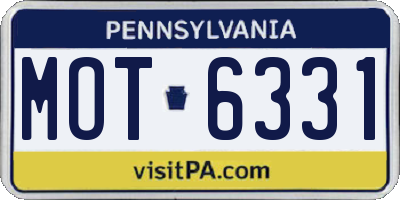 PA license plate MOT6331