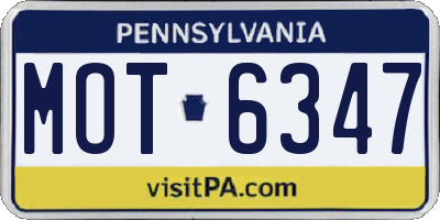 PA license plate MOT6347