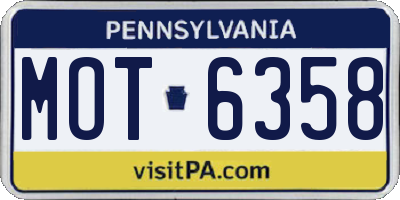 PA license plate MOT6358