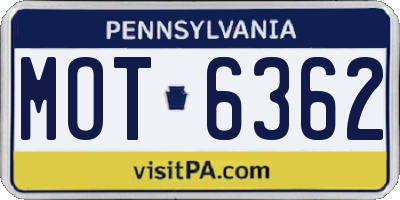 PA license plate MOT6362