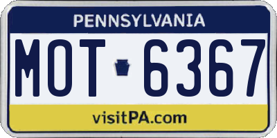 PA license plate MOT6367