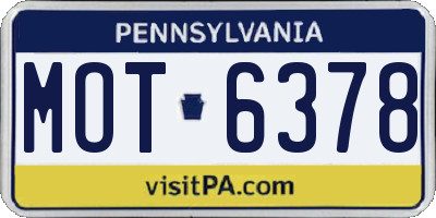 PA license plate MOT6378