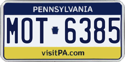 PA license plate MOT6385