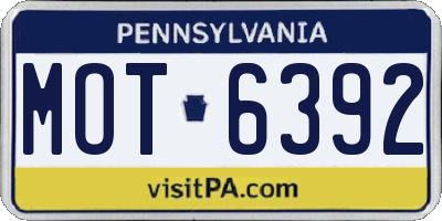 PA license plate MOT6392