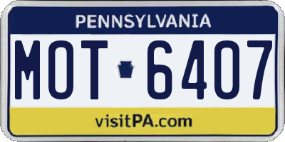 PA license plate MOT6407