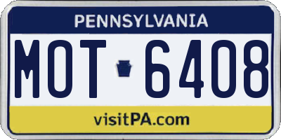 PA license plate MOT6408