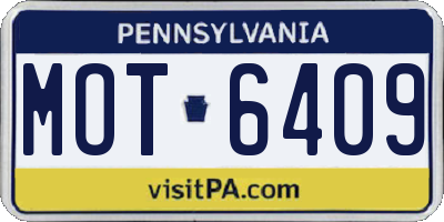 PA license plate MOT6409