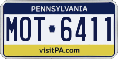 PA license plate MOT6411