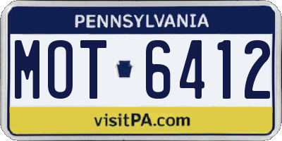 PA license plate MOT6412