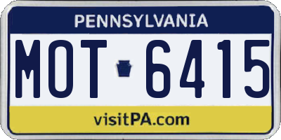 PA license plate MOT6415