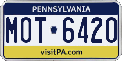 PA license plate MOT6420