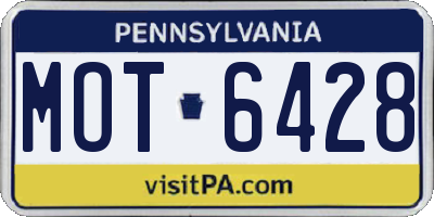 PA license plate MOT6428