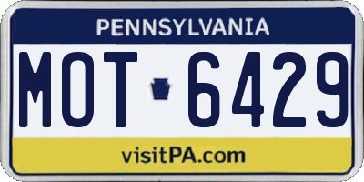 PA license plate MOT6429