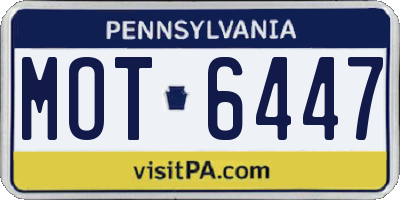 PA license plate MOT6447
