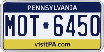 PA license plate MOT6450