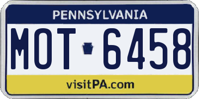 PA license plate MOT6458