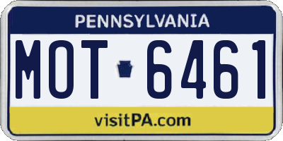 PA license plate MOT6461