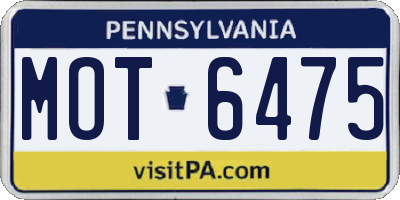 PA license plate MOT6475
