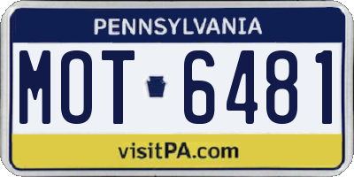 PA license plate MOT6481