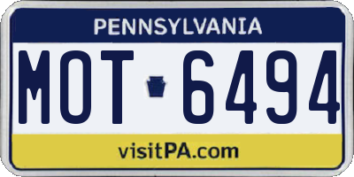 PA license plate MOT6494