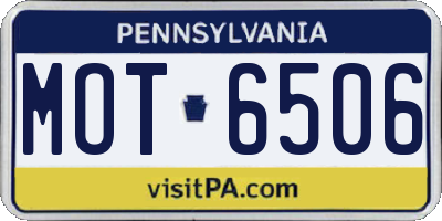 PA license plate MOT6506