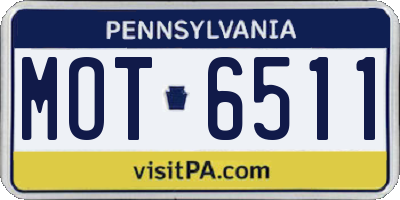 PA license plate MOT6511