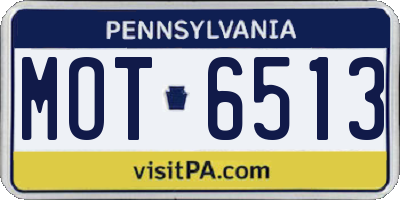 PA license plate MOT6513