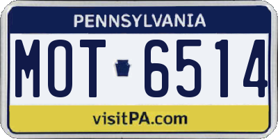 PA license plate MOT6514